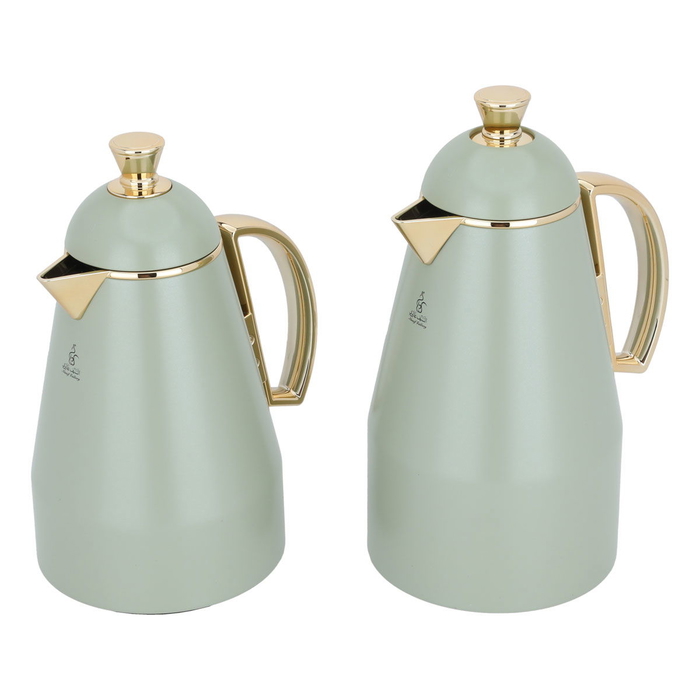 Al Saif Gallery Ruwaida Steel Thermos Set, 2 Pieces, 0.7/1 Liter - Green product image 2