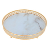 Al Saif Gallery steel serving tray with gold edges, 30 x 30 x 5.7 cm, round, marble - white product image 2