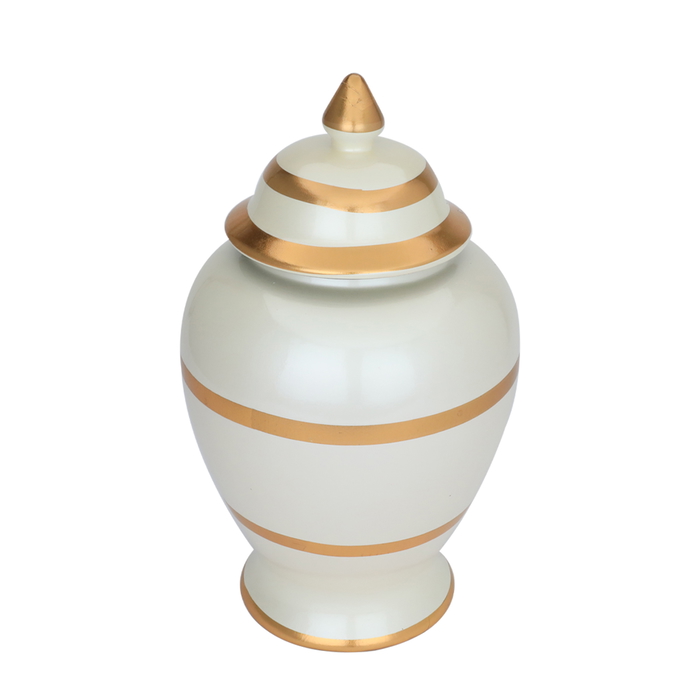 Al-Abdullatif porcelain decorative vase, 20 x 20 x 30 cm, cover - golden beige product image 1