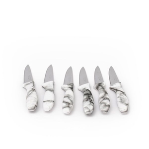 Al Saif Gallery steel serrated knife set, with marble handle, 6 pieces - white product image