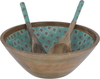 Al Saif Gallery wooden serving bowl, 4.5 x 12 cm, with lid, light green pattern, with spoons, 4 pieces - brown product image 11