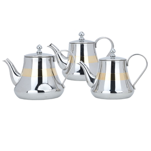 Al Saif Gallery Steel Teapot Set, 0.9, 1.2, 1.6 Liter, Gold-Silver Line product image