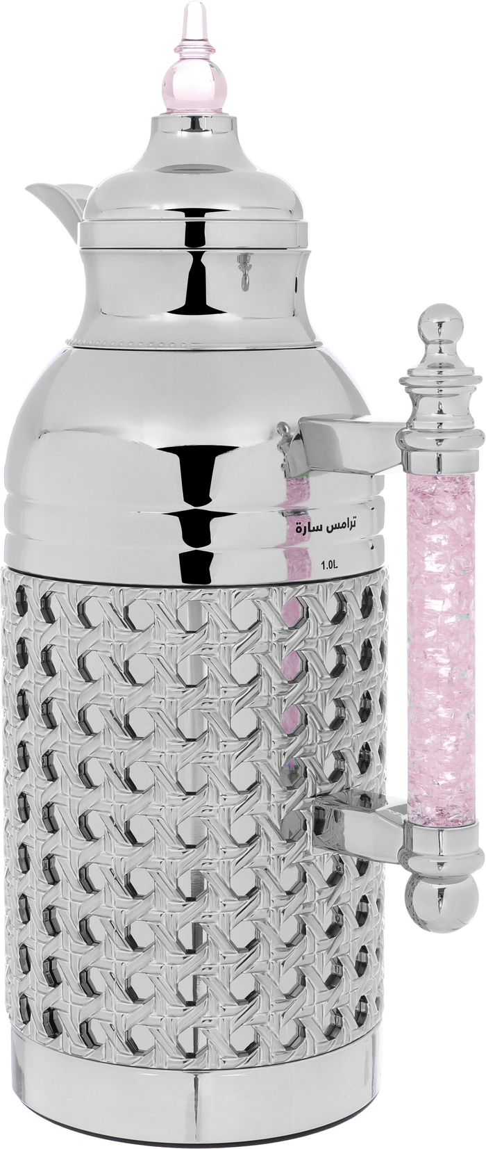 Sarah Gallery plastic thermos set, 1 liter, pink crystal handle - silver product image 4