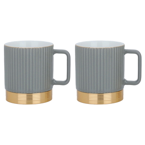 Al Saif Gallery porcelain tea cup set, 200 ml, gold base, 2 pieces - grey product image