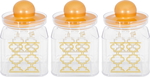 Al Saif Gallery plastic spice container set, with a golden lid, 3 pieces - transparent product image 1