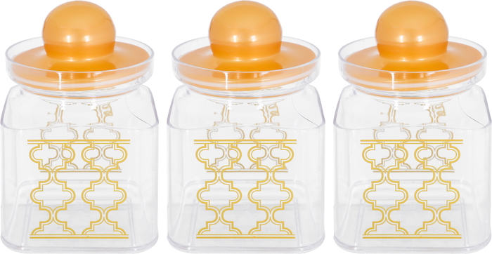 Al Saif Gallery plastic spice container set, with a golden lid, 3 pieces - transparent product image 1