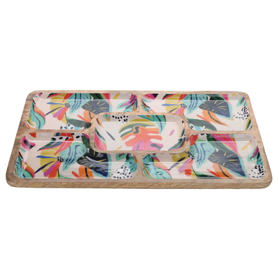 Al Saif Gallery wooden serving plate, 0.6 x 9 x 15 cm, rectangular - multi-colored product image 1