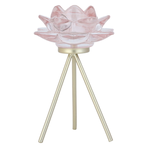 Al Saif Gallery Glass Candle Holder, 12x12x18 cm - Rose Gold product image