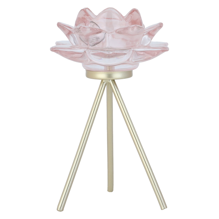 Al Saif Gallery Glass Candle Holder, 12x12x18 cm - Rose Gold product image 1