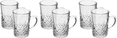 طقم تقديم بيالات شاي زجاج السيف غاليري، 6 قطع - شفاف product image 1