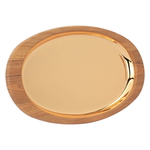 Tofaria Steel Al Saif Gallery, 55x32x4 cm, oval, with wooden edge, large - gold product image 1