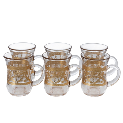 Saif Gallery Shahi Glass Bialat Set, 6 Pieces - Clear Gold product image 3