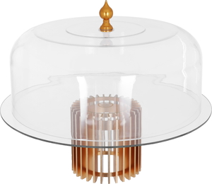 Saif Gallery Glass Cake Stand with Transparent Lid, 30.3x30.3x10.2 cm, Round, Golden Base - Transparent product image