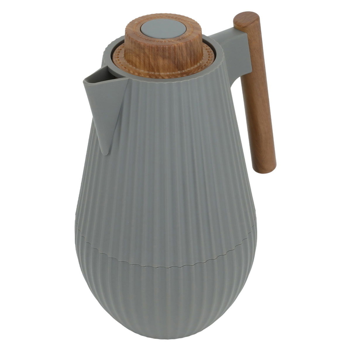 Layar Al Saif Gallery Thermos, 1 Liter, Wooden Handle, Squeeze - Dark Grey product image 2