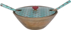 Al Saif Gallery wooden serving bowl, 4.5 x 12 cm, with lid, light green pattern, with spoons, 4 pieces - brown product image 1