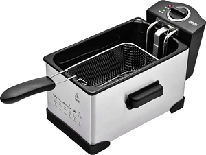 Edison ZS-DF30 Electric Deep Fryer, 1500 Watt, 3 Liter, Frying Net, Lid - Silver Black product image