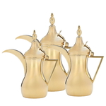 Al Saif Gallery Steel Dallah Set, 48+32+26 ounces, 3 pieces - Gold product image 1