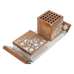 Saif Gallery Wooden Incense Burner Set, 3 Pieces, Tofariya, Square - Wooden product image 1