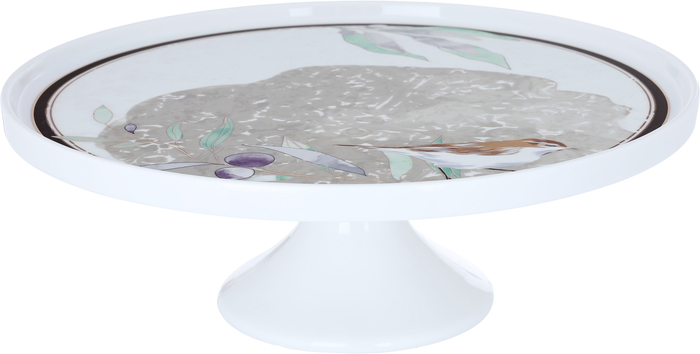 Al Saif Gallery porcelain cake stand set with acrylic cover, 9 pieces, bird pattern - white product image 5