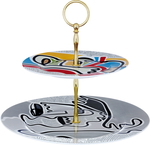 Al Saif Gallery porcelain cake serving stand, 2 levels, circular - colorful product image 1