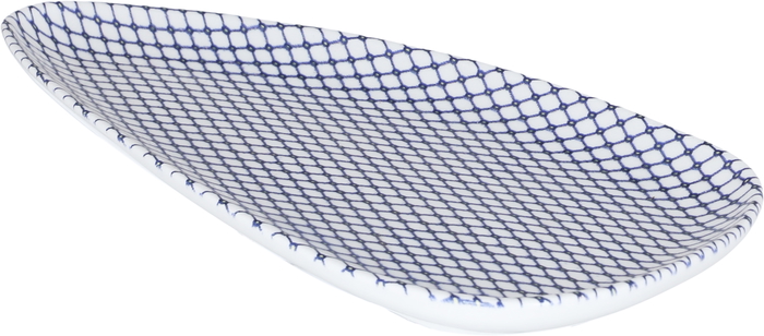 Al Saif Gallery porcelain serving plate, drop shape, blue-white pattern product image 1