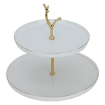 Al Saif Gallery porcelain dessert serving stand, 37x15x4 cm, 2 levels - white product image 2