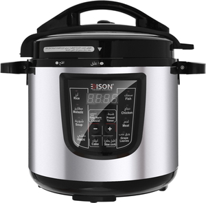 Edison Pro Electric Pressure Cooker Steel, 12 Liter, 1600 Watt, Granite Pot, 10 Programs - Silver Black product image