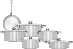 Robust aluminum cookware set with Robust steel handle, 11 pieces, 18 / 22 / 26 / 30 / 26 / 26 cm - silver product image