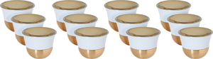 Amber Porcelain Arabic Coffee Cups Set, 12 Pieces, 80 ml - White/Gold product image