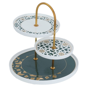 Al Saif Gallery porcelain cake stand, round, 3 levels - green product image