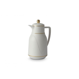 Rhinestone thermos, 1 liter, thermal glass inner container, plastic outer shell - white product image
