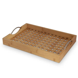 Al Saif Gallery wooden serving tray, perforated, rectangular - wooden product image