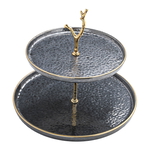 Al Saif Gallery porcelain serving stand, circular, 2 levels - black product image 2