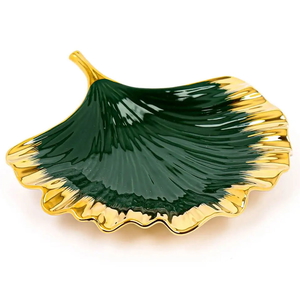 Al Saif Gallery porcelain dessert serving dish, 11 inches, large - green product image