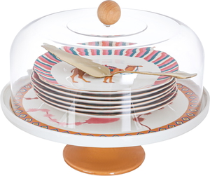 Alsaif Gallery porcelain cake stand set, 9 pieces, plates, lid, cutting spoon - multi-colored product image