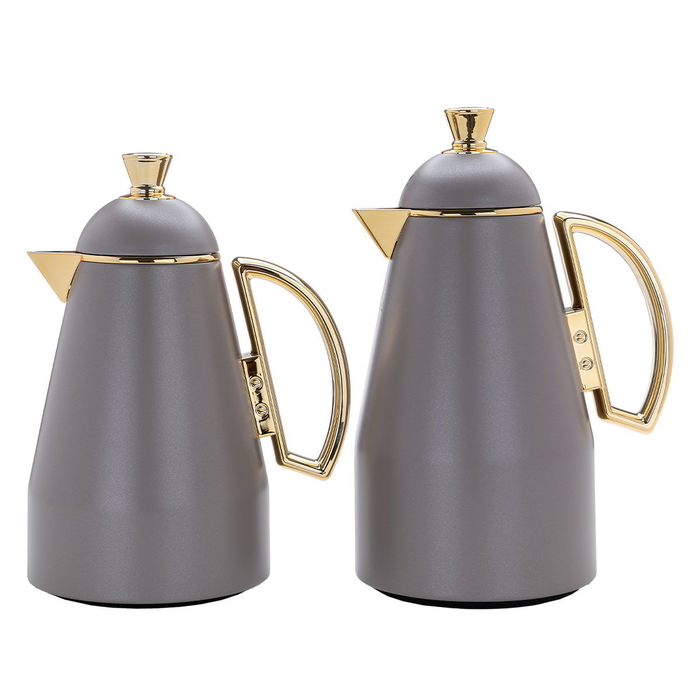 Al Saif Gallery Ruwaida Steel Thermos Set, 2 Pieces, 0.7 / 1 Liter - Dark Gray product image 1