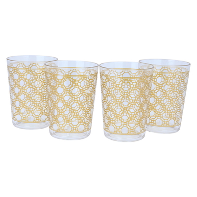 Geek with Al Saif Gallery acrylic cups, 1.5 liters / 400 ml, golden pattern, 5 pieces - clear product image 3