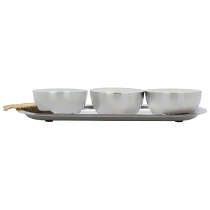 Al Saif Gallery Steel Yogurt Serving Set, 13 x 33 cm, Oval Plate, 4 Pieces - Silver product image