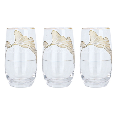 Al Saif Gallery Glass Water Cups Set, 3 Pieces - Gold product image 1