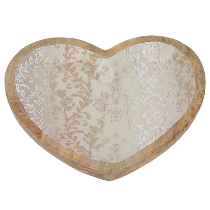 Al Saif Gallery wooden serving plate, heart - beige product image 1