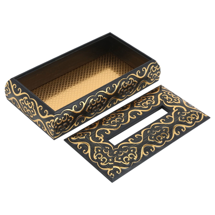 Al Saif Gallery Wooden Tissue Box, Engraved - Black product image 2