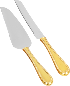 Dania Steel Cake Serving Spoons Set, 2 Pieces - Silver Gold product image