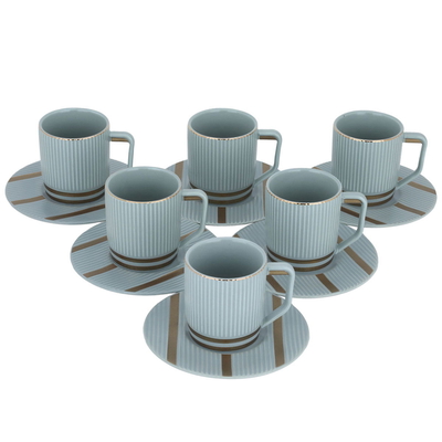 طقم فناجين قهوة بورسلان السيف غاليري، 12 قطعة - رمادي فاتح product image 2