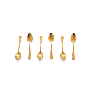 Al Saif Gallery steel tea spoon set, 6 pieces, engraved - gold product image