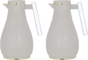 Al Saif Gallery Karam stainless steel thermos set, two pieces, Islamic pattern - light brown product image