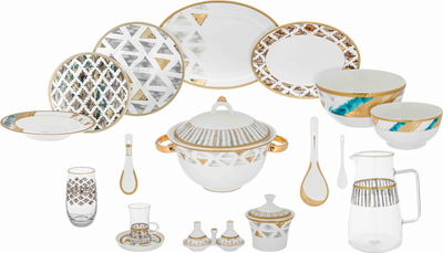 Al Saif Gallery Porcelain Dining Set, 62 Pieces - Golden White product image 1