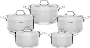 Hascevher steel cookware set, 10 pieces, 18 / 20 / 22 / 24 / 28 cm, Turkish - silver product image