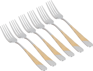 Al Saif Gallery Steel Fork Set, Engraved, 6 Pieces - Silver product image