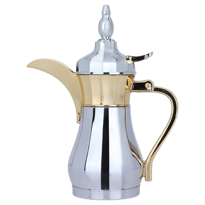 Al Saif Gallery Sulaiman Steel Dallah, 0.25 liters - Gold silver product image 1