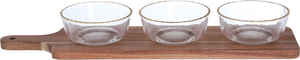 Al Saif Gallery glass bowl set, 4 pieces, with wood base - transparent product image